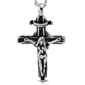 Kruis met vrouw in roestvrij staal