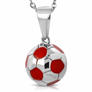 Ketting "Red Football" Roestvrij staal. 