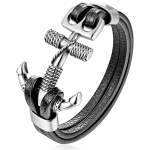 Hoog XP armband ontwerp van roestvrij staal en leer.