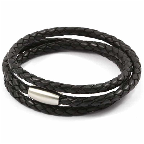 Lederen armband trible "Steel"