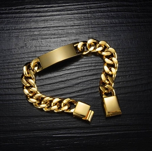 Gouden Nickey stalen armband met schakelketting.