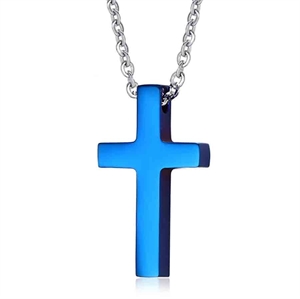 Blauwe kruis ketting met ketting