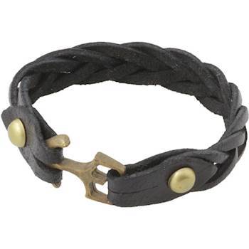 Lederen gevlochten zwarte armband.