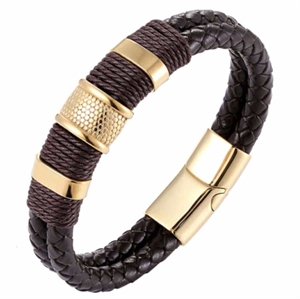 Gouden DB bruine Crawe heren armband.