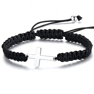 Faith Cord – Herenarmband met stalen kruis