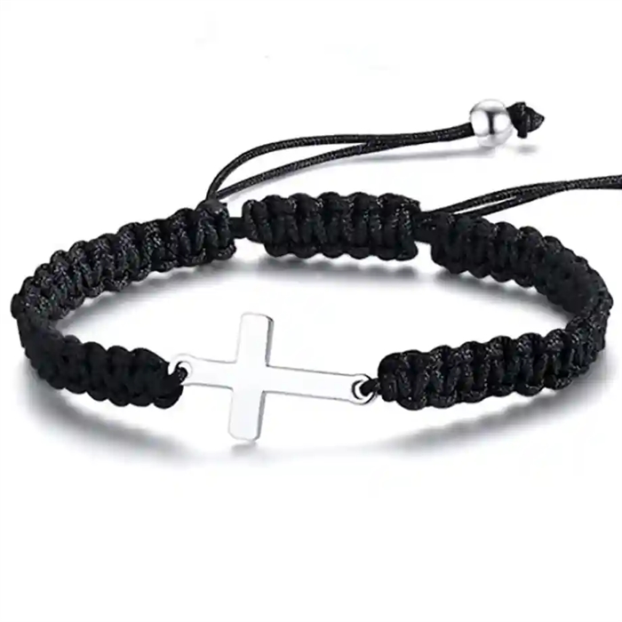Faith Cord – Herenarmband met stalen kruis