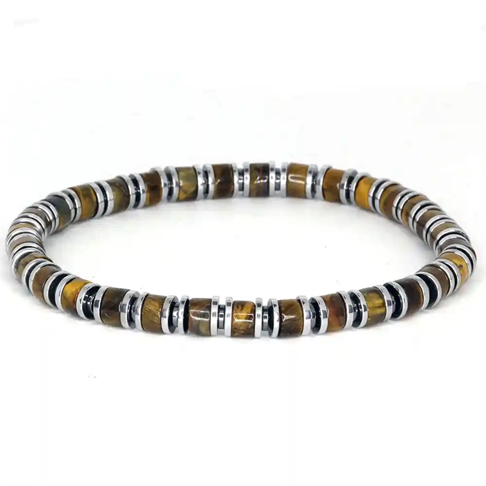 Tijgeroog en hematiet armband 8mm