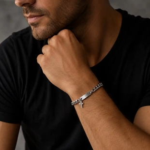 Kruis Herenarmband in roestvrij staal – 7 mm (18–20,5 cm)