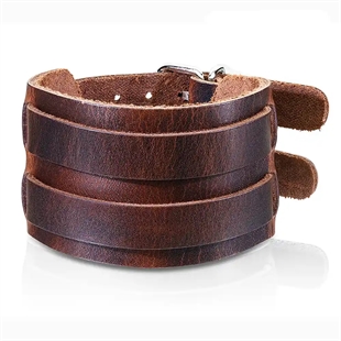 Brekk armband in imt. leer bruin