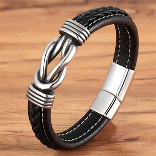 Zwarte leren armband voor mannen