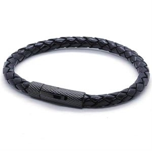 Elian lederen armband LUX Black in Zwart