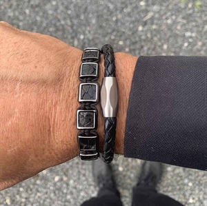 Lionar zwart lederen armband in boloflet