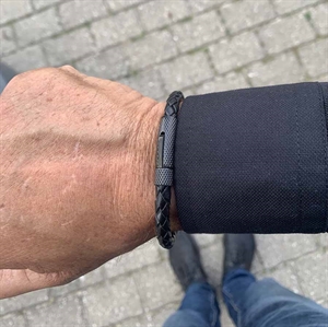 Elian lederen armband LUX Black in Zwart