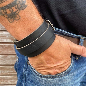 Zwarte BOKK lederen armband deluxe