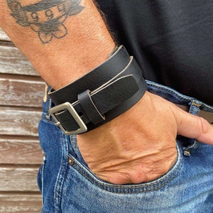 Zwarte BOKK lederen armband deluxe