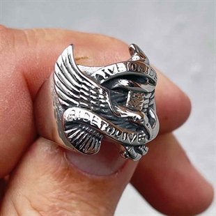 Biker ring in staal "Eagle"