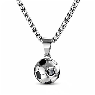 Voetbalketting van roestvrij staal met hanger van 1,5 cm