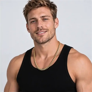 Enzo Vergulde pantserketting voor mannen in roestvrij staal – 10 mm × 60 cm