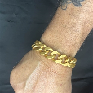 XL Mat gouden vierkante armband in roestvrij staal / 1,6 cm