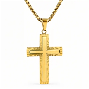 Croce Nera Milano – goudkleurige herenketting met kruis