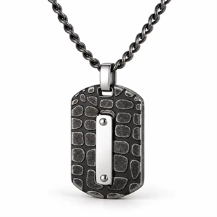 Torino – Herenketting met gestructureerde dogtag