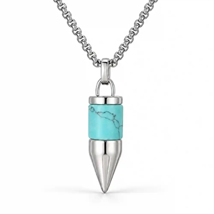 BulletCore – stalen ketting met turquoise hanger