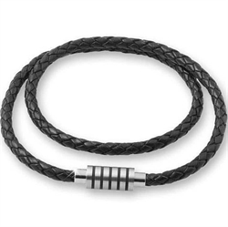 Leren halsketting in 6mm en stalen sluiting