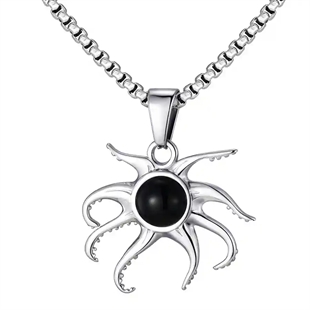 Herenketting in roestvrij staal met octopus hanger