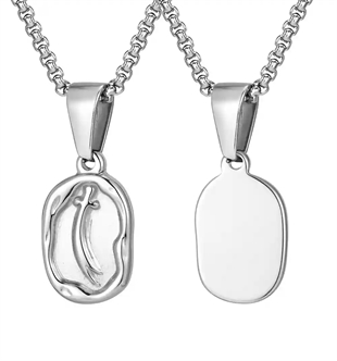 Ovaal herensieraad in roestvrij staal – 2.05x1.22 cm hanger