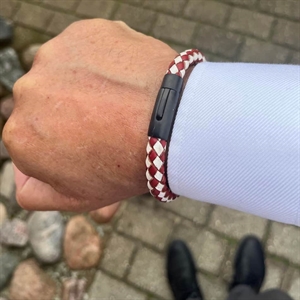 Lederen armband "Rood/Wit"