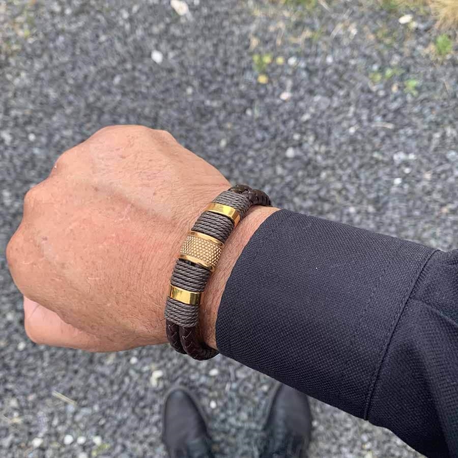 maat ik ontbijt bureau DB Goudbruine Crawe herenarmband in leer van Marjoe