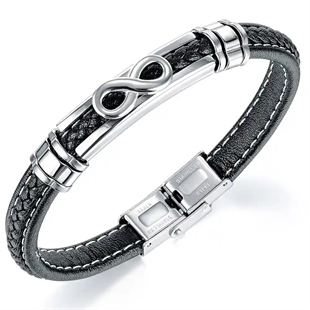 Infanti-armband van vezelleder en staal.