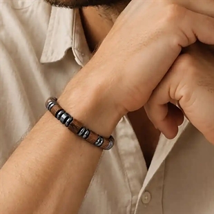 Hout & Hematiet herenarmband