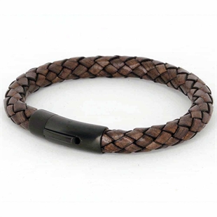 Kaart lederen armband Bruin/Zwart.