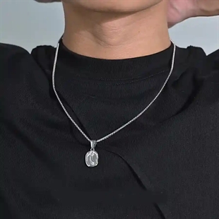 Ovaal herensieraad in roestvrij staal – 2.05x1.22 cm hanger