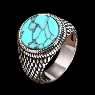 Gork herenring met turquoise steen.