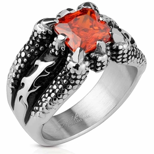 Rode steen klauw - biker ring