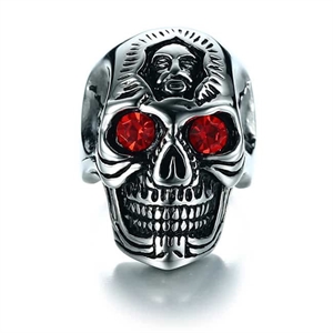 Rood oog schedel - Biker ring