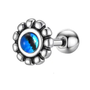 Oorstekers voor mannen in roestvrij staal met blauwe middensteen – Blue Nova Stud (per stuk verkocht).