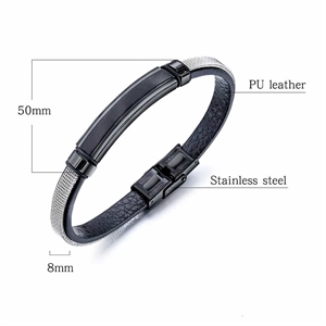 Breakless herenarmband leer/staal