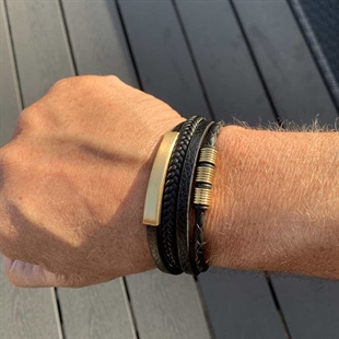 Kalaz gouden armband in leer en staal