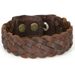Gevlochten leren armband voor mannen in bruin echt leer – Rustic Braid