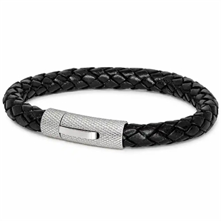 Riffle leren armband zwart.