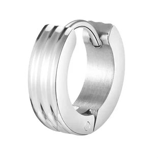 Silver Ridge Hoop – Klassieke Herenoorbel in Roestvrij Staal