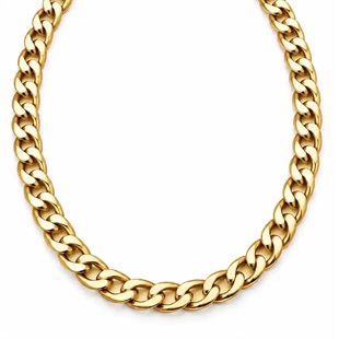 Enzo Vergulde pantserketting voor mannen in roestvrij staal – 10 mm × 60 cm