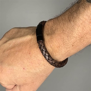 Kaart lederen armband Bruin/Zwart.