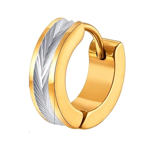 Stalen Groove Hoop – Heren Oorbel in verguld Staal (1 stuk)