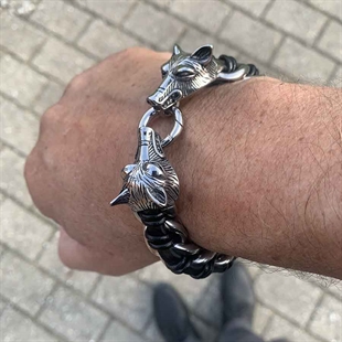 hoofd armband staal wolf