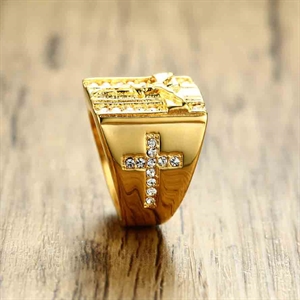 Jezus gouden mannen ring met steen