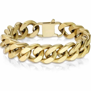 Matte gouden vierkante armband in roestvrij staal / 1,2 cm